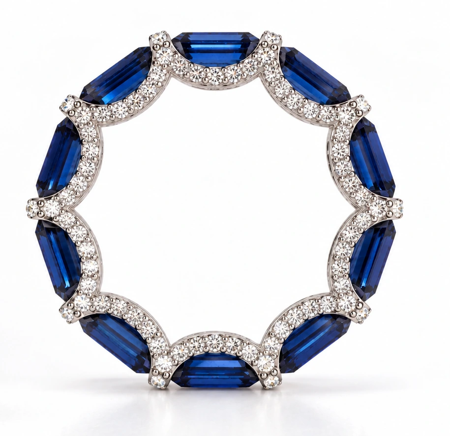 Sapphire eternity band, face up