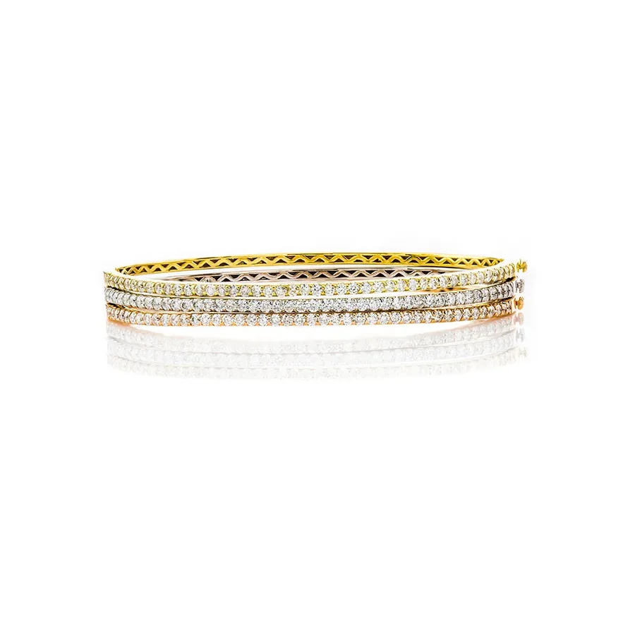 Tri-color diamond bangles