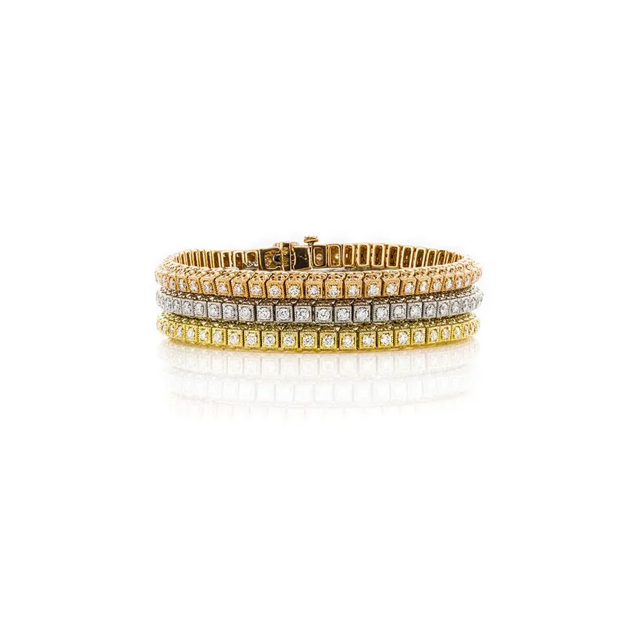Tri-color diamond bracelet set