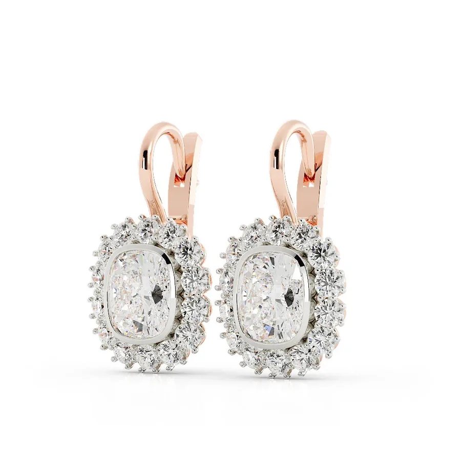 Oval halo drops, rose gold