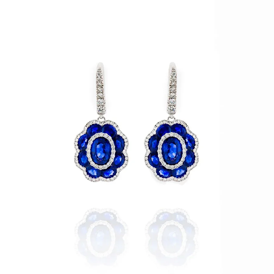 Sapphire flower drop earrings