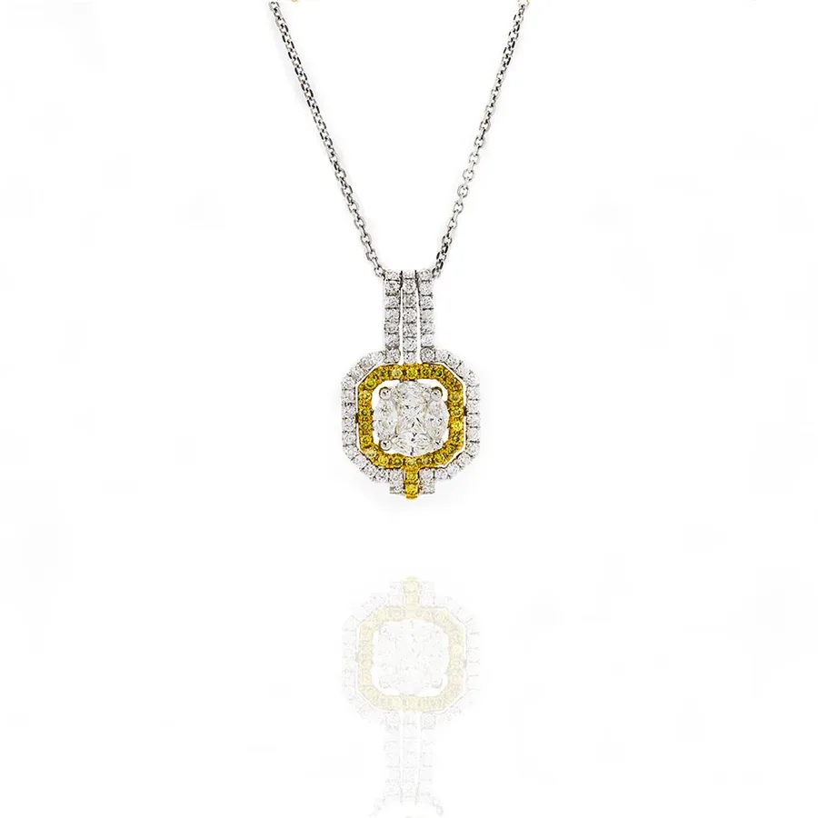 Yellow diamond cushion pendant