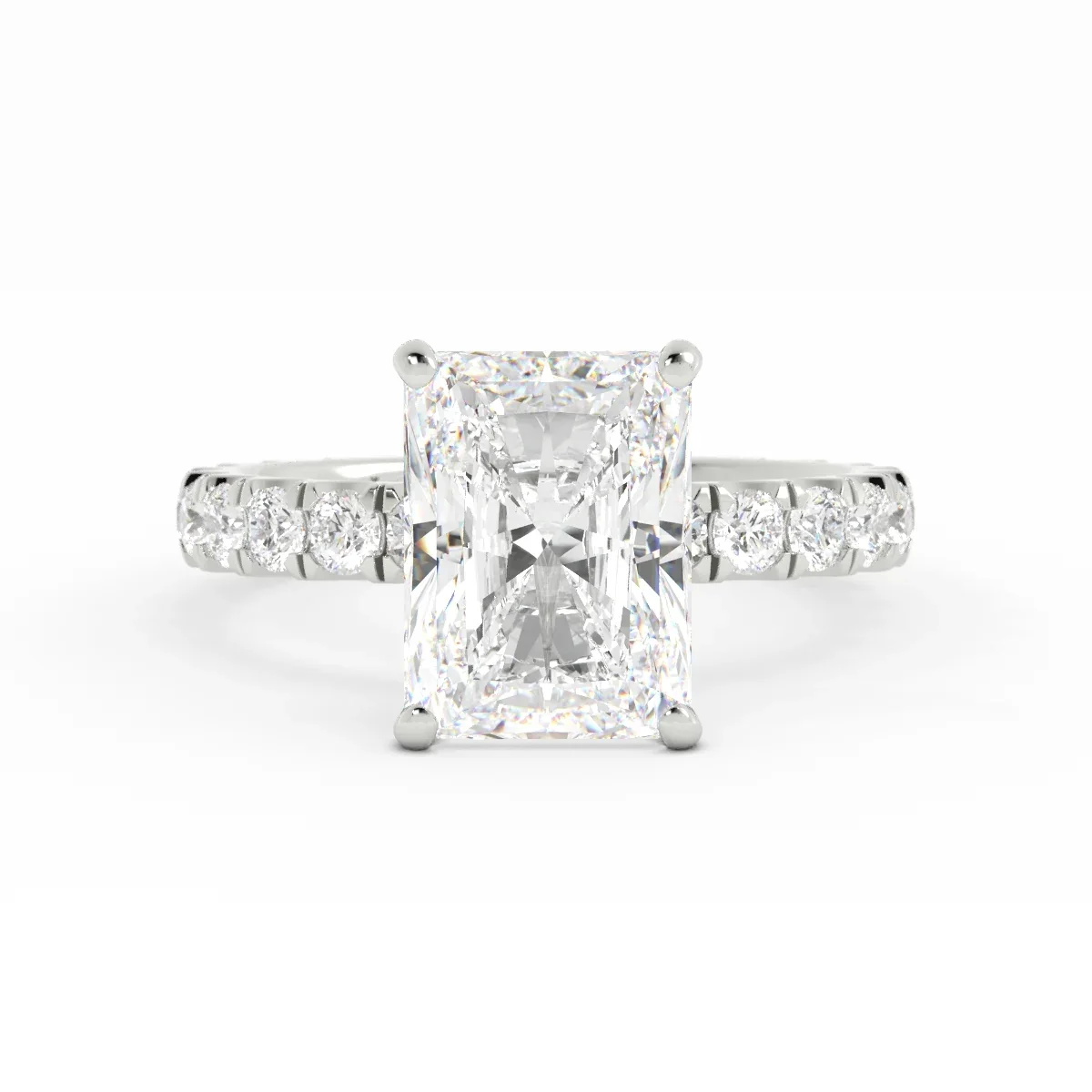Radiant-cut diamond engagement ring