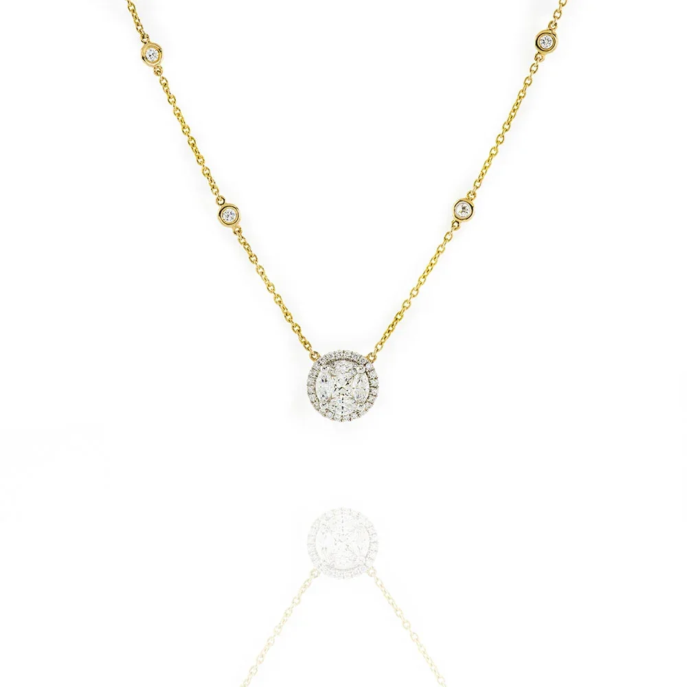 Diamond pendant on a yellow gold chain